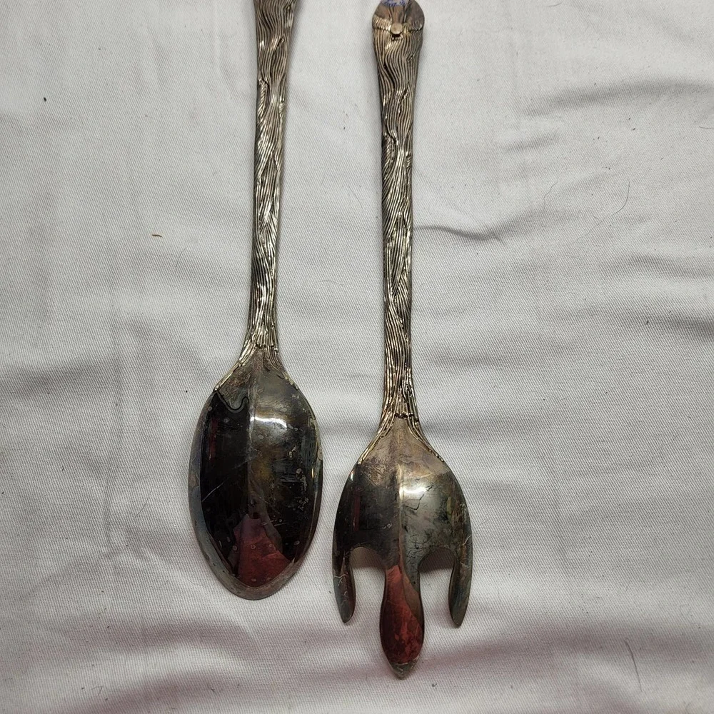 Sterling Silver Plated Santa Clause Serving Spoons Vintage